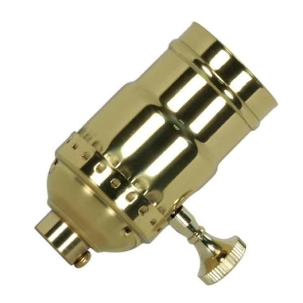 1/8 IPS Cap Polished Brass 3 Terminal 2 Circuit Turn Knob Socket