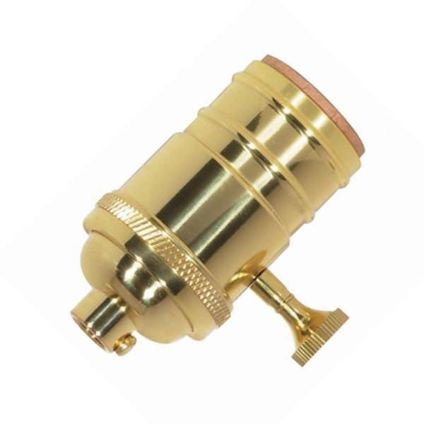 1/8 IPS Cap Polished Brass 3 Terminal 2 Circuit Turn Knob Socket