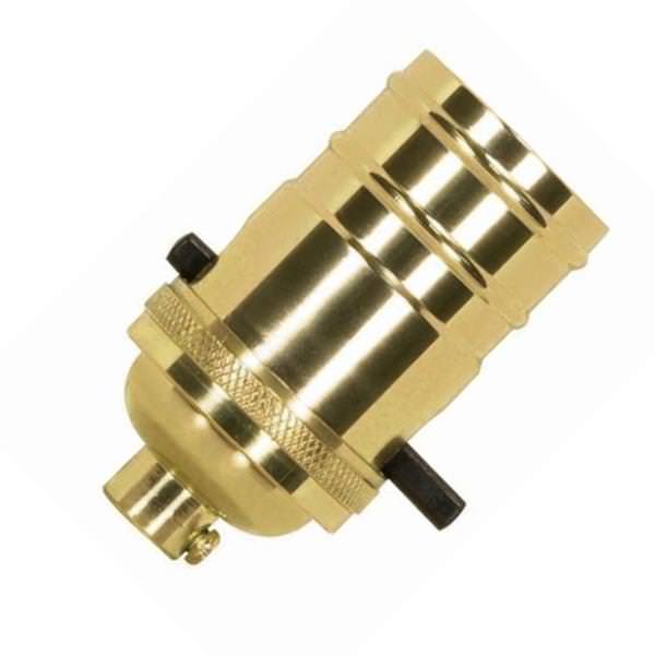 1/8 IPS Cap Polished Brass Medium Base On-Off Push Thru Socket