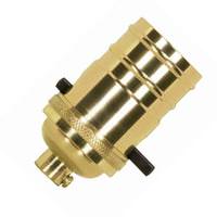 Satco 1/8 IPS Cap Polished Brass Medium Base On-Off Push Thru Socket