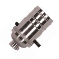Satco 1/8 IPS Cap Polished Nickel Medium Base On-Off Push Thru Socket