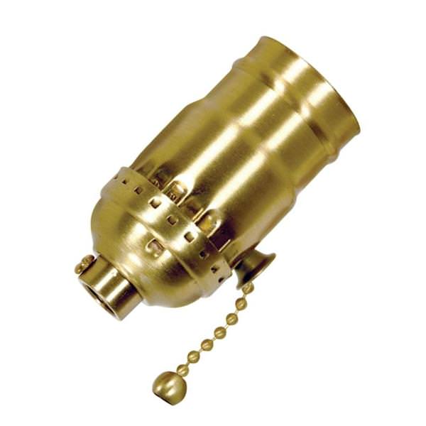 1/8 IPS Satin Brass Medium Base On-Off Pull Chain Socket