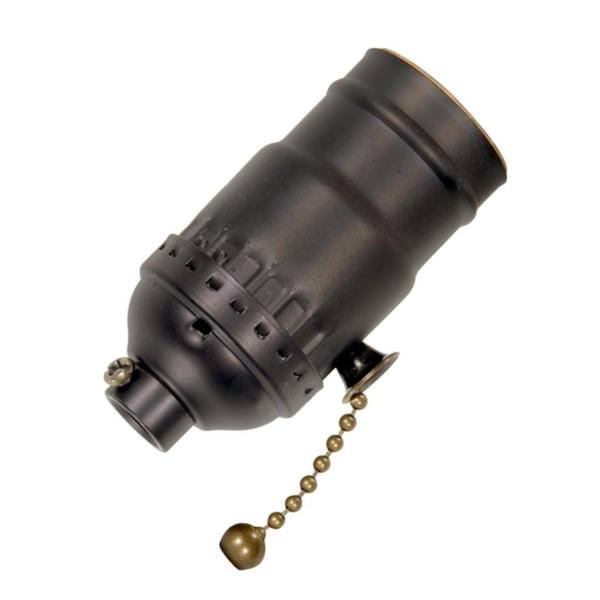 1/8 IPS Dark Antique Brass Medium Base On-Off Pull Chain Socket