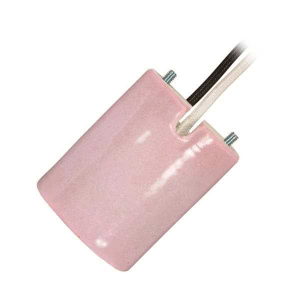 Pink Porcelain Keyless Socket with 2 Wireways, Leads