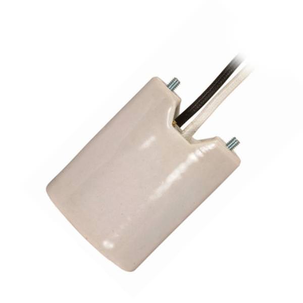 Porcelain Keyless Socket with Mounting Screws, 2 Wireways, Leads