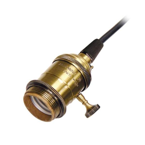 1/8 IPS Cap Antique Brass 4 Piece Prewired On/Off Lampholder with Uno Ring