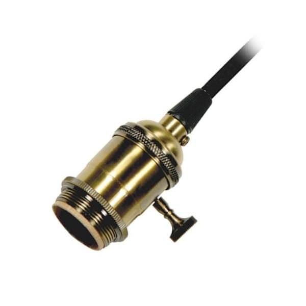 1/8 IPS Cap Antique Brass 4 Piece Prewired On/Off Lampholder with Uno Ring