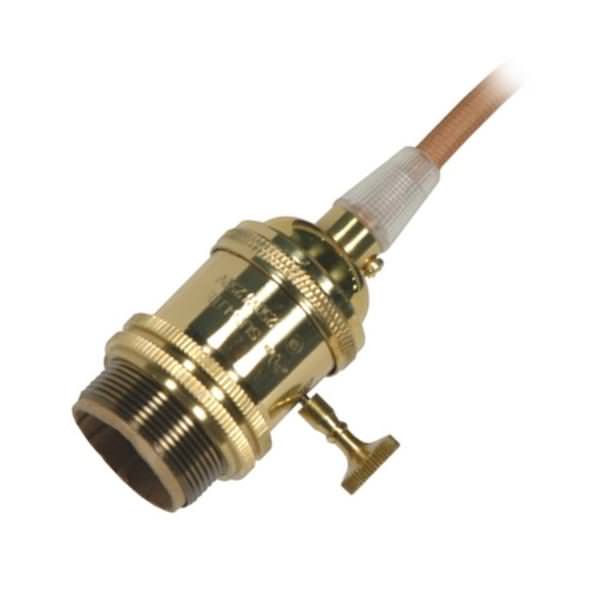 1/8 IPS Cap Polished Brass 4 Piece Prewired On/Off Lampholder with Uno Ring