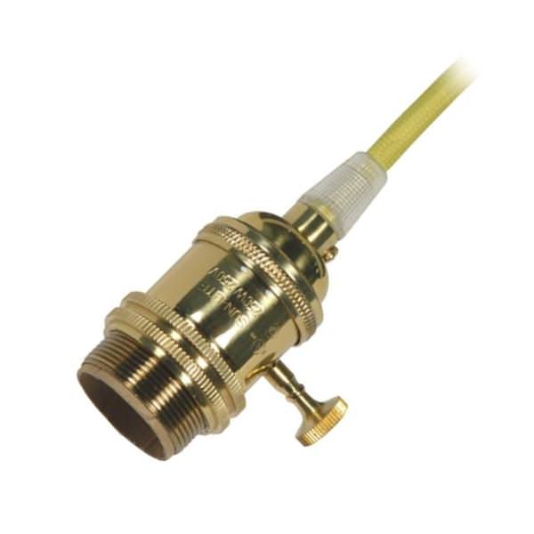 1/8 IPS Cap Polished Brass 4 Piece Prewired On/Off Lampholder with Uno Ring