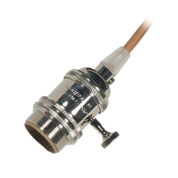 1/8 IPS Cap Polished Nickel 4 Piece Prewired On/Off Lampholder with Uno Ring