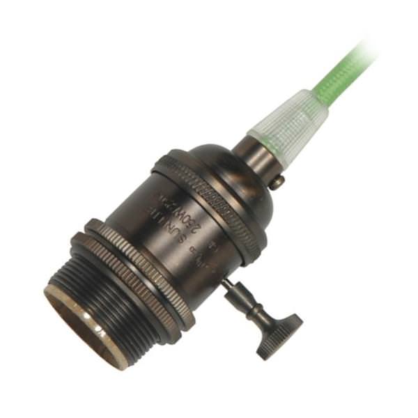 1/8 IPS Cap Dark Antique Brass 4 Piece Prewired On/Off Lampholder with Uno Ring