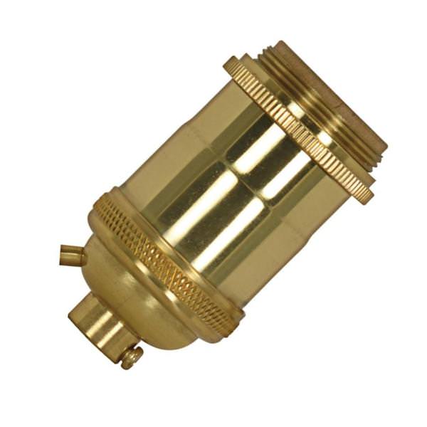 1/8 IPS Cap 4 Piece Polished Brass Keyless Lampholder with Uno Rings and Plug