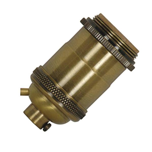 1/8 IPS Cap 4 Piece Antique Brass Keyless Lampholder with Uno Rings and Plug