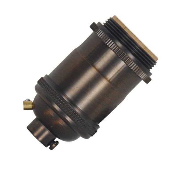 1/8 IPS Cap 4 Piece Antique Brass Keyless Lampholder with Uno Rings and Plug