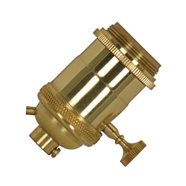 1/8 IPS Cap Polished Brass 4 Piece On/Off Key Lampholder with Uno Rings