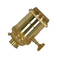 Satco 1/8 IPS Cap Polished Brass 4 Piece On/Off Key Lampholder with Uno Rings