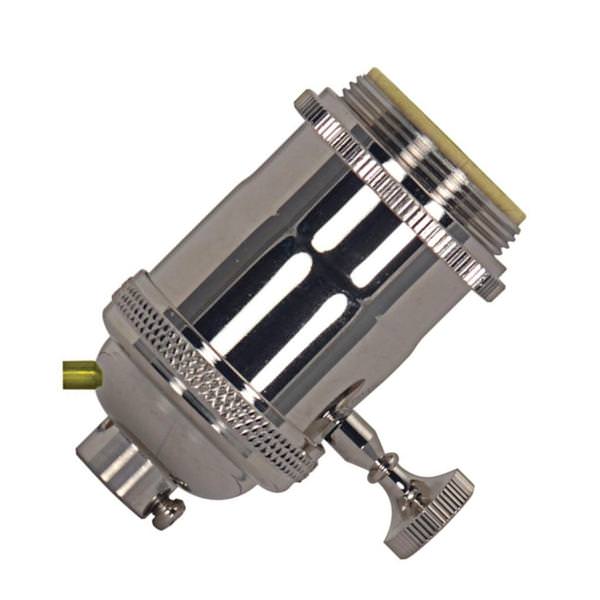 1/8 IPS Cap Polished Nickel 4 Piece On/Off Key Lampholder with Uno Rings