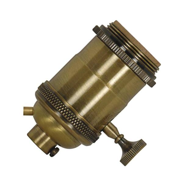 1/8 IPS Cap Antique Brass 4 Piece On/Off Key Lampholder with Uno Rings