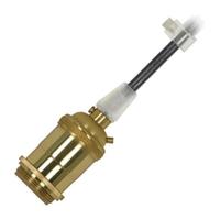 Satco 1/8 IPS Cap 4 Piece Polished Brass Prewired Keyless Lampholder with Uno Rings