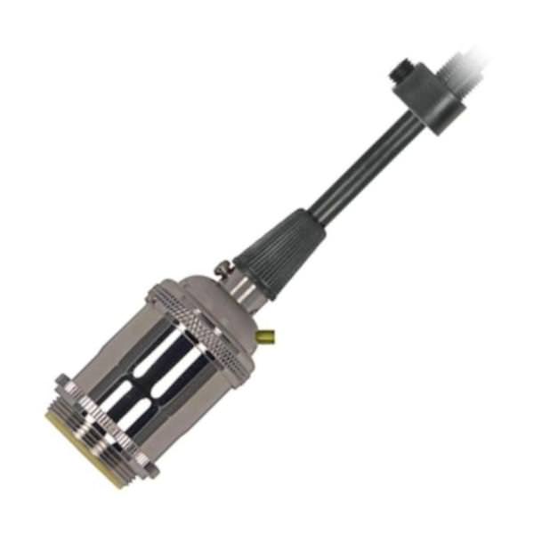 1/8 IPS Cap 4 Piece Polished Nickel Prewired Keyless Lampholder with Uno Rings