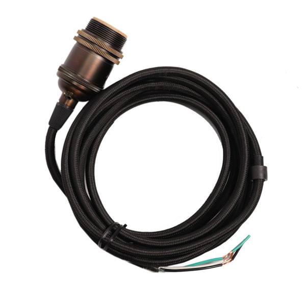 1/8 IPS Cap 4 Piece Dark Antique Brass Prewired Keyless Lampholder with Uno Rings