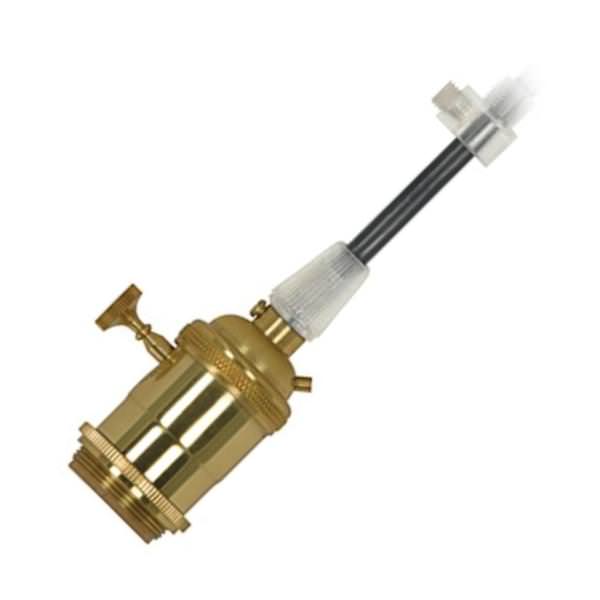 1/8 IPS Cap Polished Brass 4 Piece Prewired On/Off Lampholder with Uno Rings