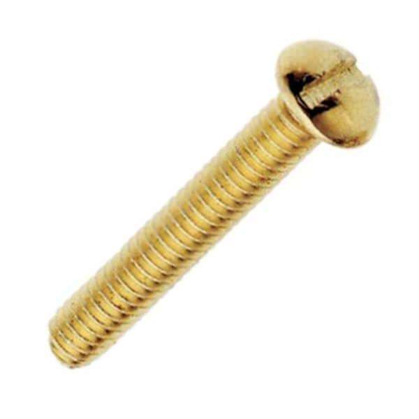 1" 8/32 Brass Plated Steel Round Head Slotted Machine Screws