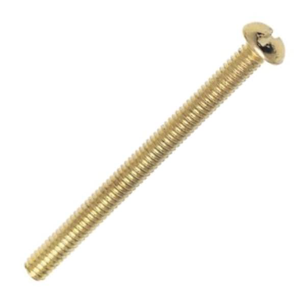 2" 8/32 Brass Plated Steel Round Head Slotted Machine Screws
