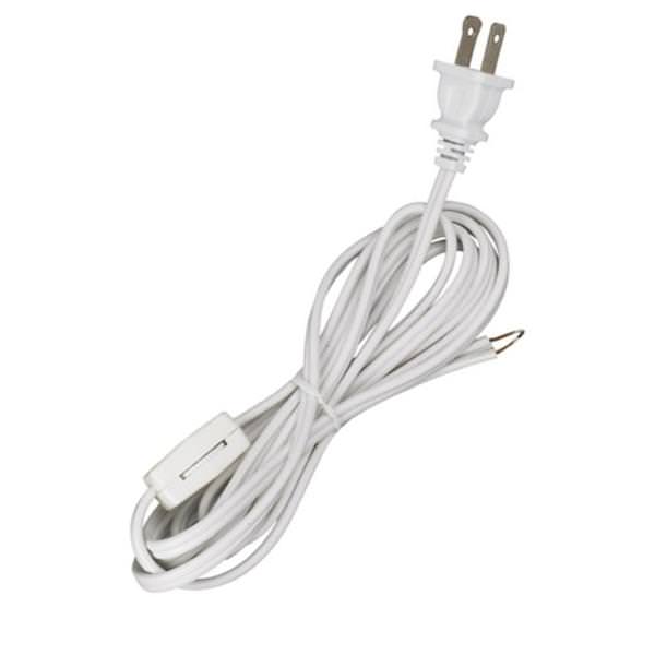 8' White Molded Plug Cord with Switch