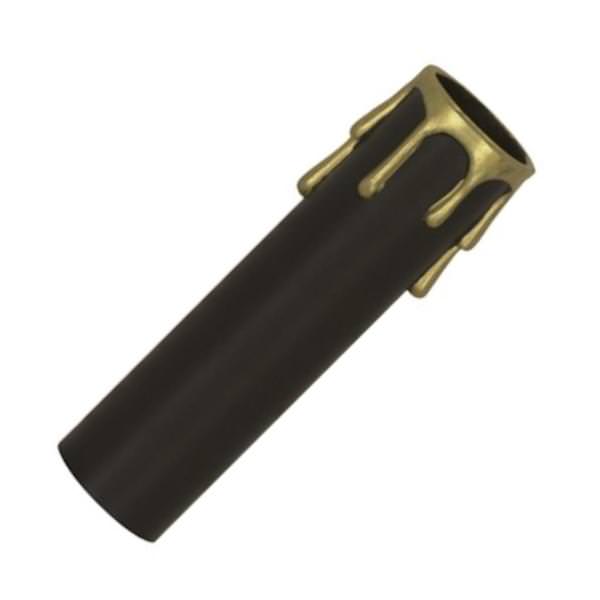 3" Black Plastic Gold Drip Candle Cover Edison Base