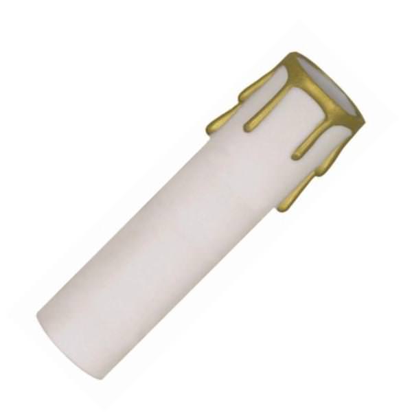 3" White Plastic Gold Drip Candle Cover Edison Base