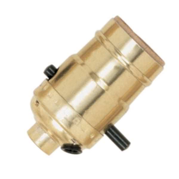 1/8 IPS Cap Brite Gilt Medium Base On-Off Push Thru Socket with Side Outlet