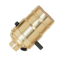 Satco 1/8 IPS Cap Brite Gilt Medium Base On-Off Push Thru Socket with Side Outlet