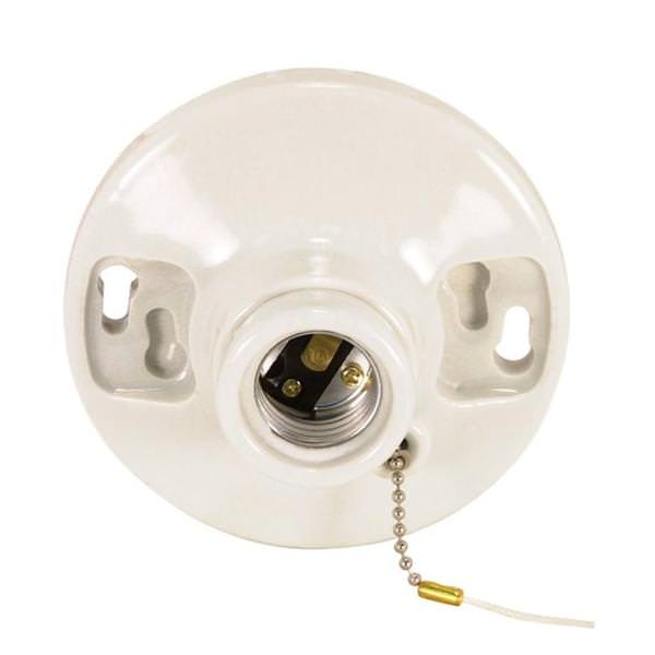 Glazed Porcelain On Off Pull Chain Ceiling Receptacle Socket