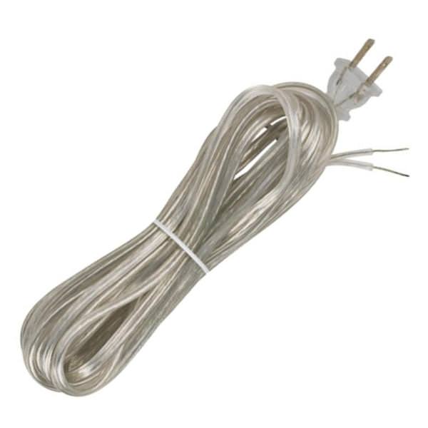 20' Clear Silver Molded Plug Cord