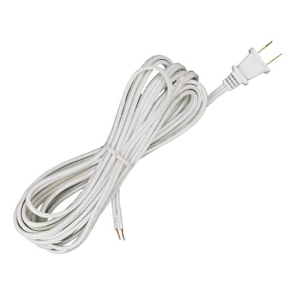 15' White Molded Plug Cord