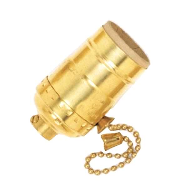 1/8 IPS Polished Brass Medium Base On-Off Pull Chain Socket