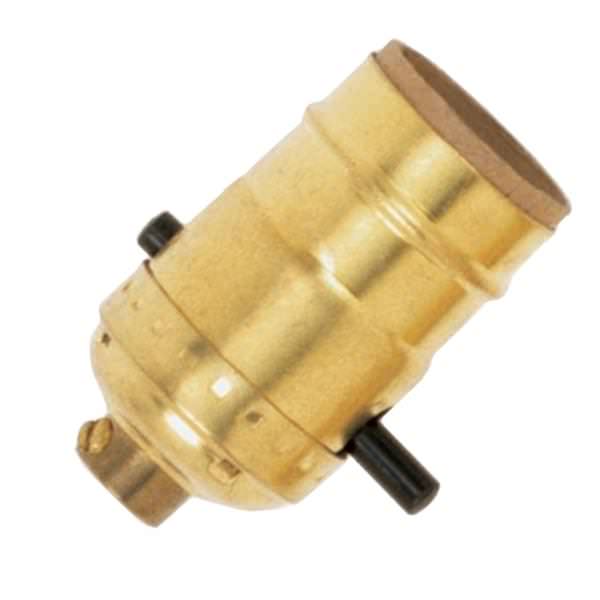 1/8 IPS Cap Polished Brass Medium Base On-Off Push Thru Socket