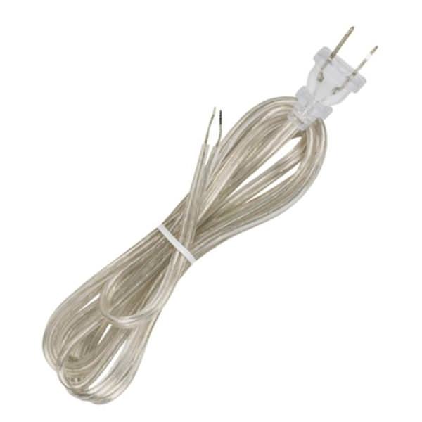 8' Clear Silver Molded Plug Cord