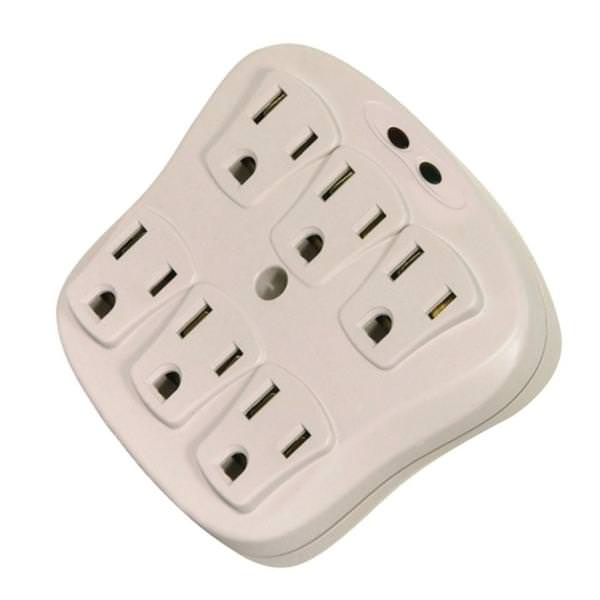 6-Outlet Surge Wall Tap Outlet / Socket Adapter