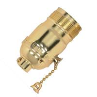 Satco 1/8 IPS Brite Gilt Medium Base On-Off Pull Chain Socket
