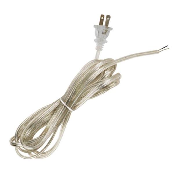 12' Clear Silver Molded Plug Cord