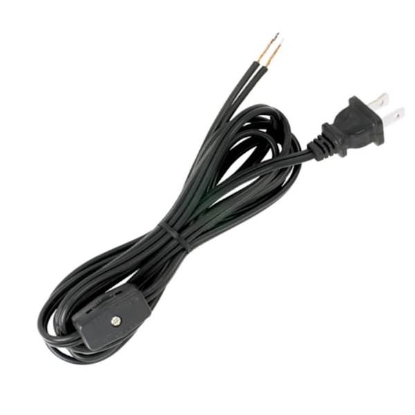 8' Black Molded Plug Cord with Switch