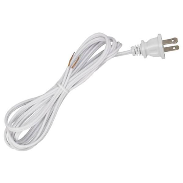 8' White Molded Plug Cord