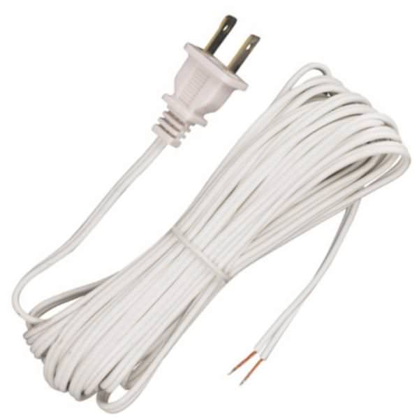 20' White Molded Plug Cord