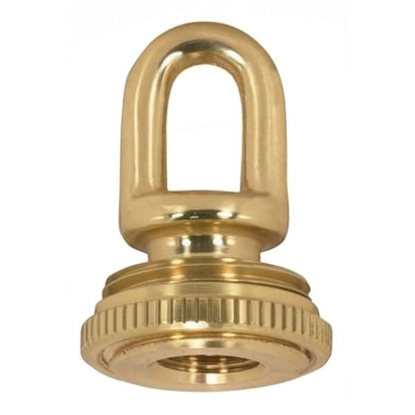 1/4 IP Brass Polished and Lacquered Cast Screw Collar Loop with Ring