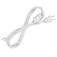 Satco 8' White Heavy Duty 2 Prong Molded Plug Cord with Switch