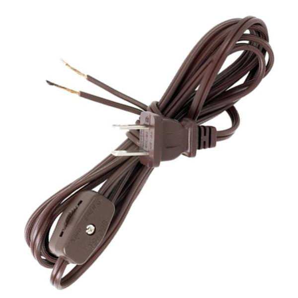 8' Brown Molded Plug Cord with Switch