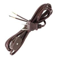 Satco 8' Brown Molded Plug Cord with Switch