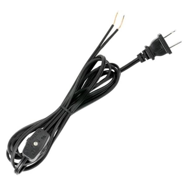 8' Black Molded Plug Cord with Switch